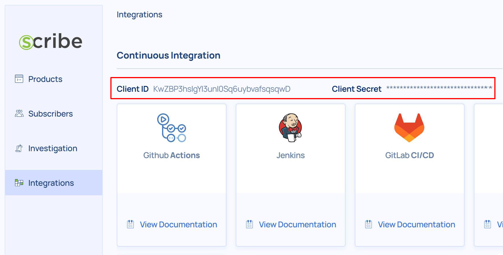 Scribe Integration Secrets