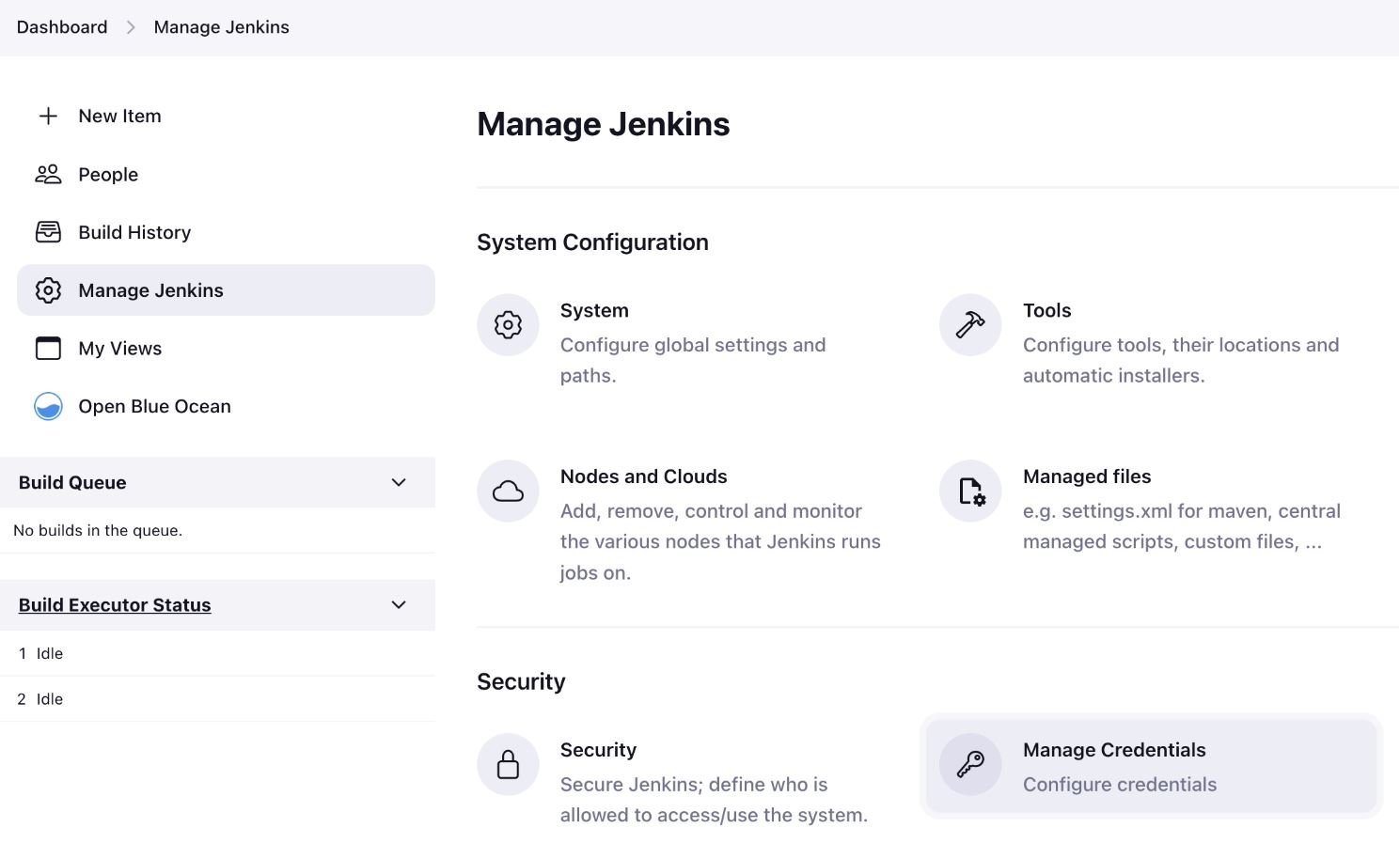 Jenkins Dashboard - Manage credentials